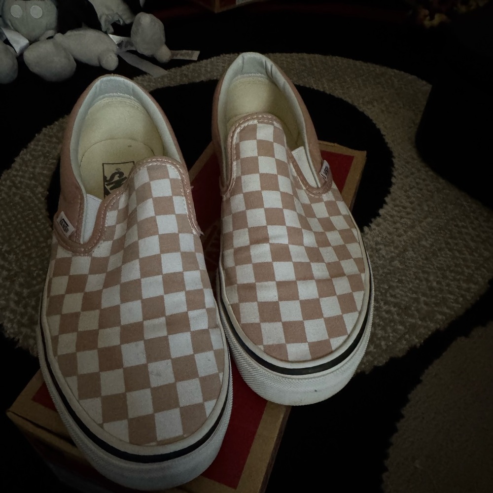 Vans Women's Checkered Slip-On Sneakers - Pink and White